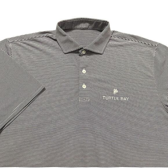 Holderness & Bourne Men Turtle Bay Resort Golf Polo Shirt Size XL Stripes Navy